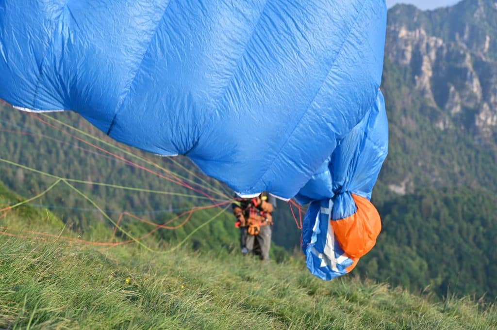 Verhänger am Gleitschirm beim Start